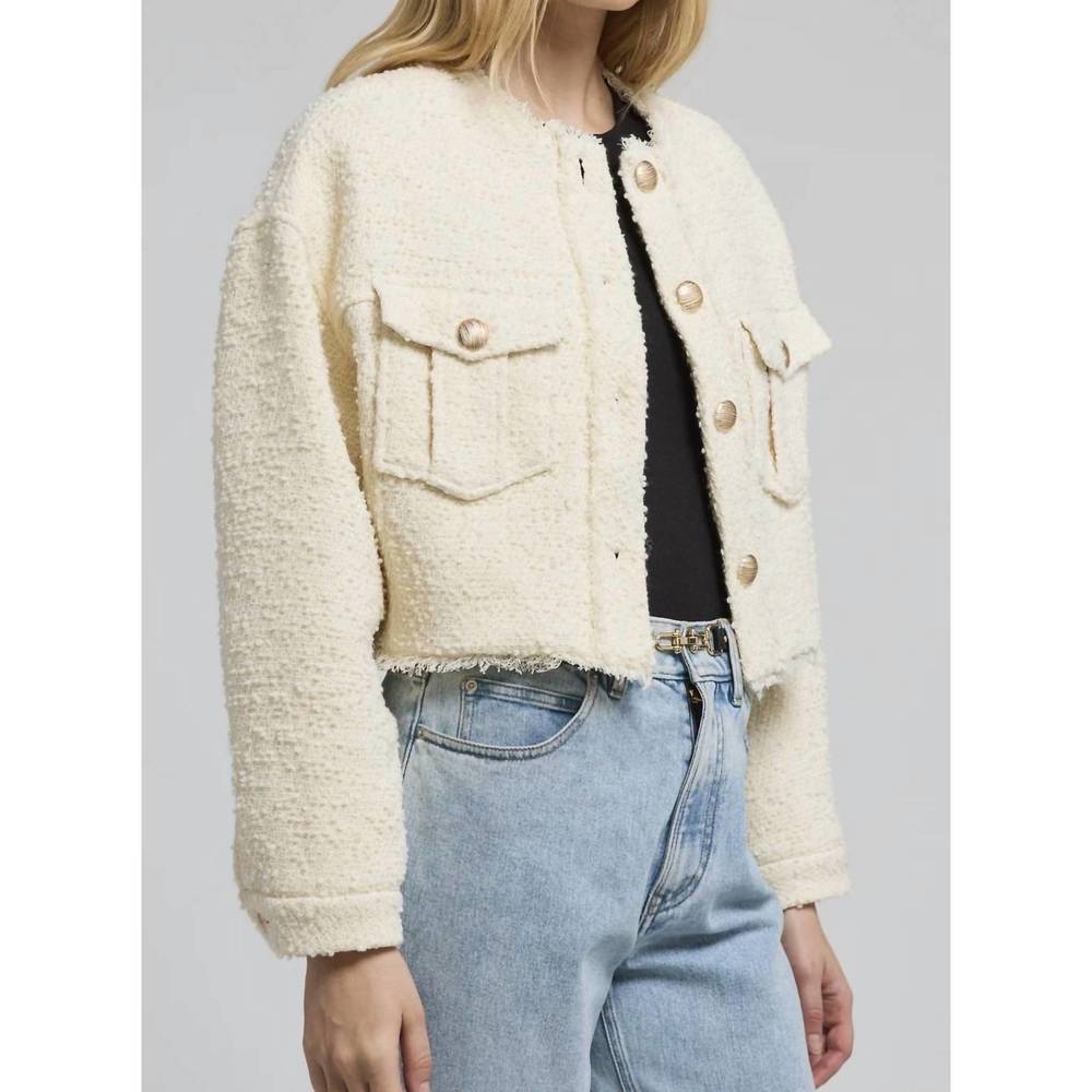 NEW GENERATION LOVE emille tweed bomber jacket in cream